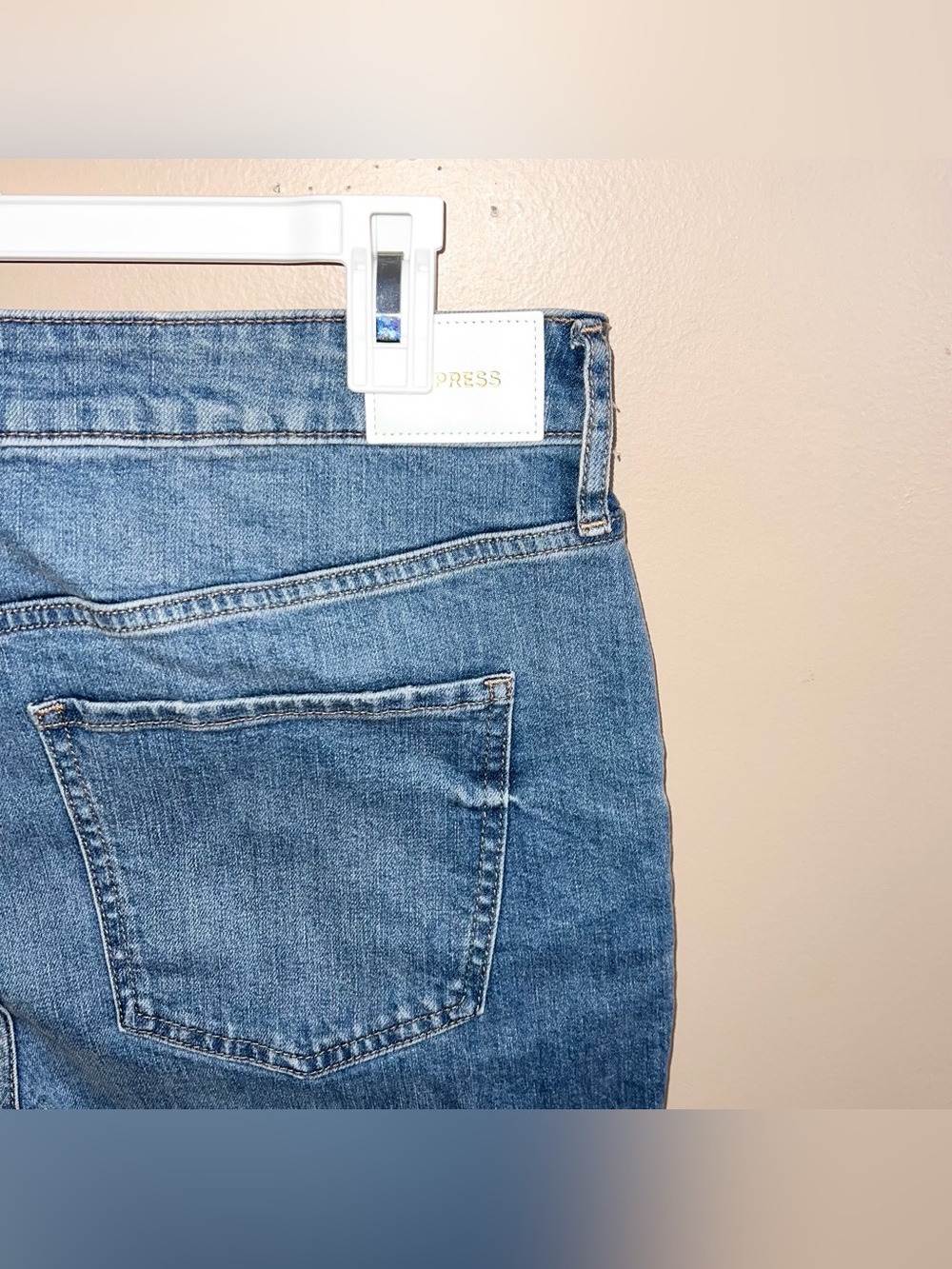 Express 90’s Ankle Boot Mid Rise Distressed Jeans Women’s 14R Blue 36x27 - Picture 6 of 6